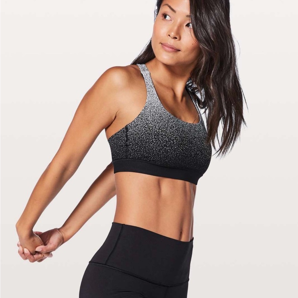 Lululemon Energy Bra — Size 8 — Ombre Speckle Black/White